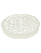 Disque de Rechargement Sélénite Purification, Calme et Guérison Fleur de Vie D 10cm H 1,5cm