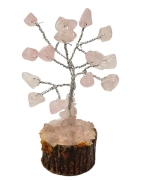 Arbre du Bonheur Quartz Rose sur Support Bois 7,5cm
