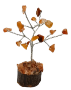 Arbre du Bonheur Agate de Feu sur Support Bois 7,5cm