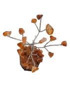 Arbre du Bonheur Agate de Feu sur Support Bois 7,5cm