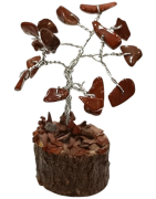 Arbre du Bonheur Jaspe Rouge sur Support Bois 6cm