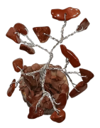 Arbre du Bonheur Jaspe Rouge sur Support Bois 6cm