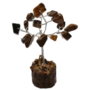 Arbre de Bonheur Œil de Tigre sur Support Bois 6cm