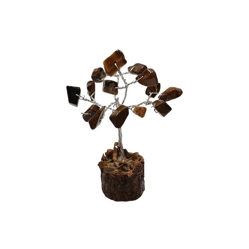 Arbre de Bonheur Œil de Tigre sur Support Bois 6cm