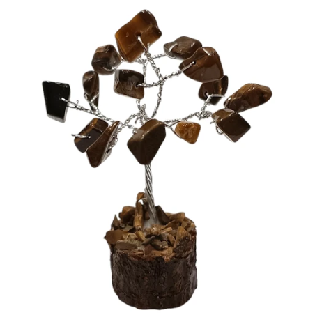 Arbre de Bonheur Œil de Tigre sur Support Bois 6cm