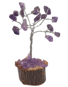 Arbre du Bonheur Améthyste sur Support Bois 7cm