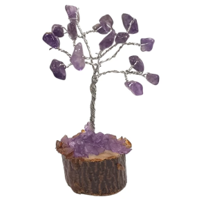 Arbre du Bonheur Améthyste sur Support Bois 7cm