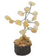 Arbre du Bonheur Calcite Jaune sur Support Bois 7cm