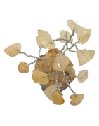 Arbre du Bonheur Calcite Jaune sur Support Bois 7cm