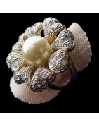 Bague Perle & Swarovski Plaqué or Taille 54