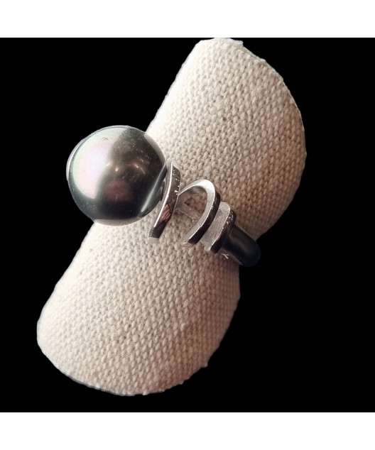 Bague Perle grise de Tahiti Argent 925 Taille 53