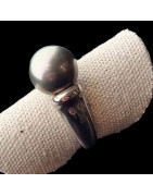 Bague Perle grise de Tahiti Argent 925 Taille 52