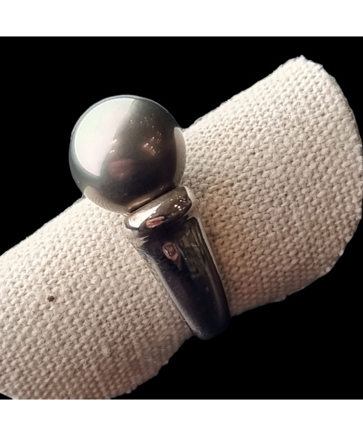 Bague Perle grise de Tahiti Argent 925 Taille 52