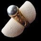 Bague Perle grise Argent 925 Plaqué or Taille 57