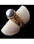 Bague Perle grise Argent 925 Plaqué or Taille 57