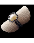 Bague Perle & hématite bronze Taille 54