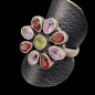 Bague Fleur Améthyste Péridot Grenat Argent 925