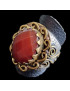 Bague Cornaline Argent 925 & Laiton Taille 56