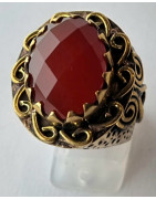 Bague Cornaline Argent 925 & Laiton Taille 56