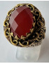 Bague Cornaline Argent 925 & Laiton Taille 56
