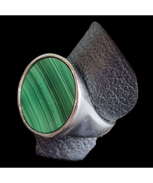 Bague Malachite Acier inox Taille 59