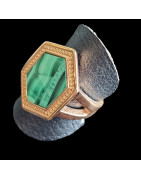 Bague Malachite Plaqué or Taille 59