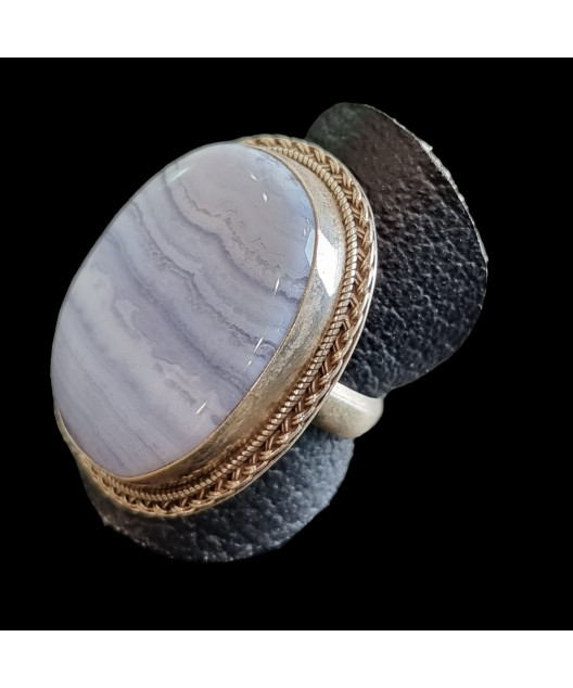 Bague Calcédoine Argent 925 Taille 53
