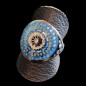 Bague Nacre émaillée Acier inox Taille 56