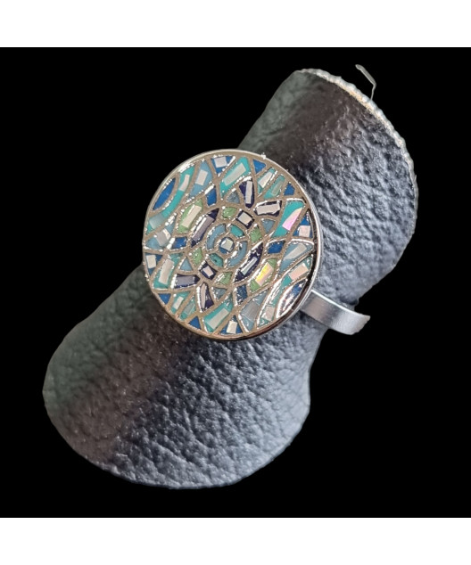 Bague Nacre émaillée Acier inox Taille 54