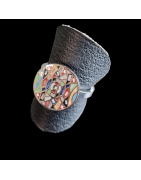 Bague Nacre émaillée Acier inox Taille 52
