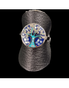 Bague Nacre émaillée Arbre de vie Acier inox Taille 54