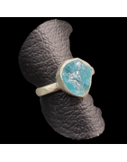 Bague Apatite bleue brute Argent 925 Taille 56