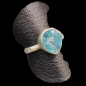 Bague Apatite bleue brute Argent 925 Taille 56