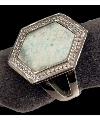 Bague Amazonite Acier inox Taille 58