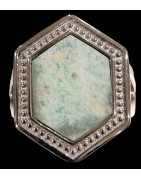 Bague Amazonite Acier inox Taille 58