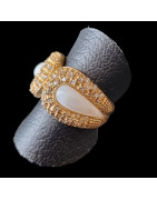 Bague Nacre Swarovski Bronze plaqué or Taille 54