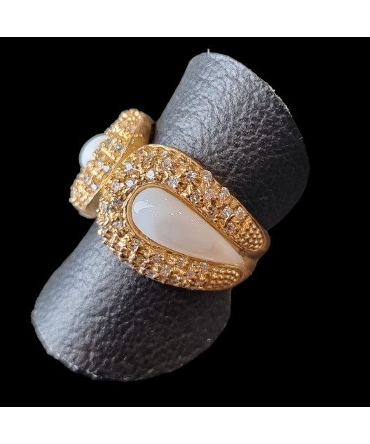 Bague Nacre Swarovski Bronze plaqué or Taille 54
