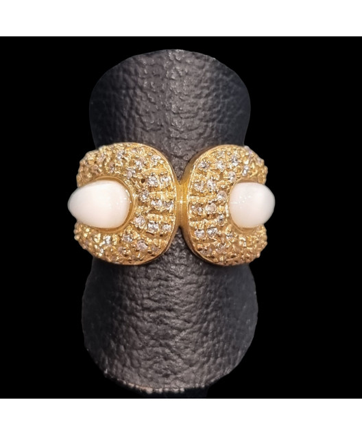 Bague Nacre Swarovski Bronze plaqué or Taille 54