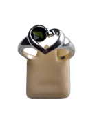 Bague tourmaline verte Cœur argent 925 Taille 52