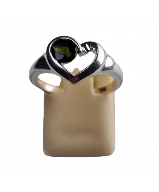 Bague tourmaline verte Cœur argent 925 Taille 52