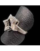Bague Zirconium Etoile Acier inox Taille 54