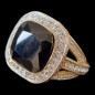 Bague Onyx & Zirconium Bronze plaqué or Taille 52
