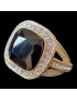 Bague Onyx & Zirconium Bronze plaqué or Taille 52