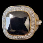 Bague Onyx & Zirconium Bronze plaqué or Taille 52