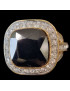 Bague Onyx & Zirconium Bronze plaqué or Taille 52