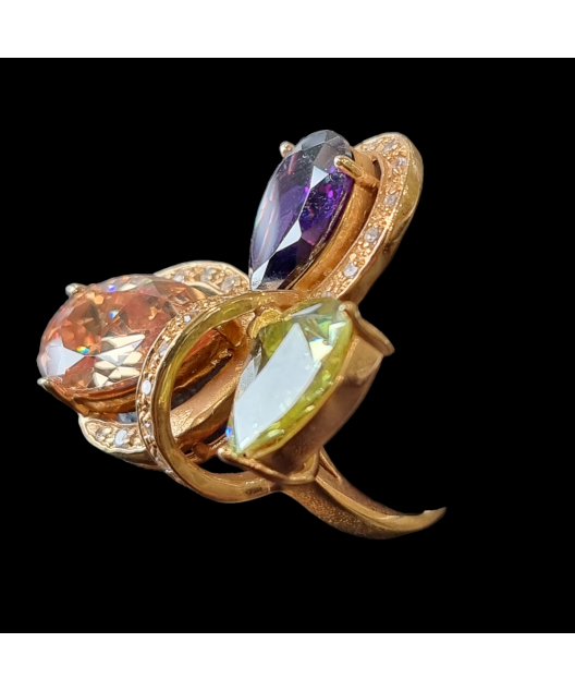 Bague Zirconium Bronze plaqué or Taille 55