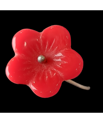 Bague Bakélite Fantaisie Fleur rouge Laiton Taille 52