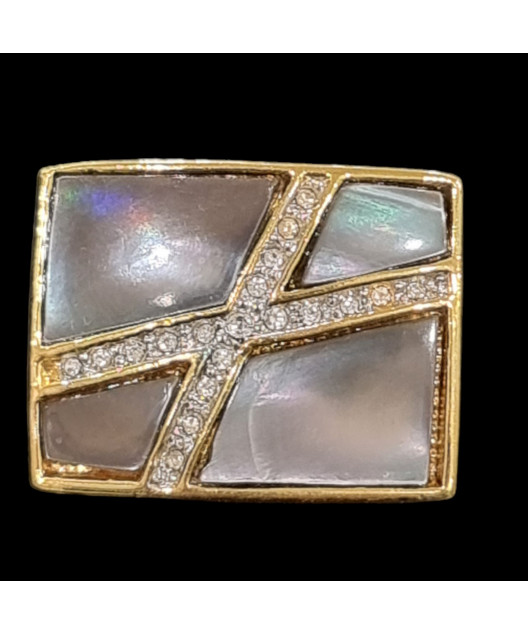 Bague Nacre Swarovski Bronze plaqué or Taille 54