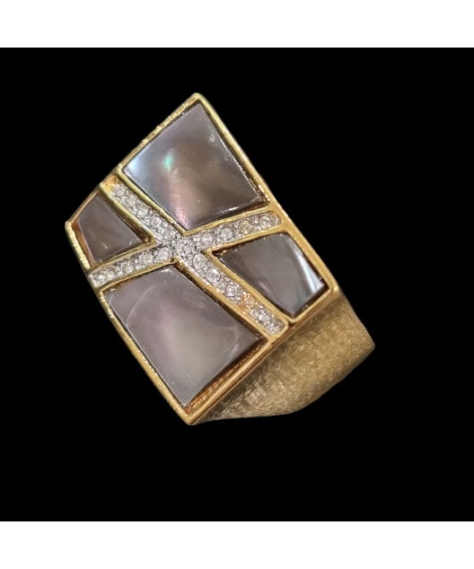 Bague Nacre Swarovski Bronze plaqué or Taille 54