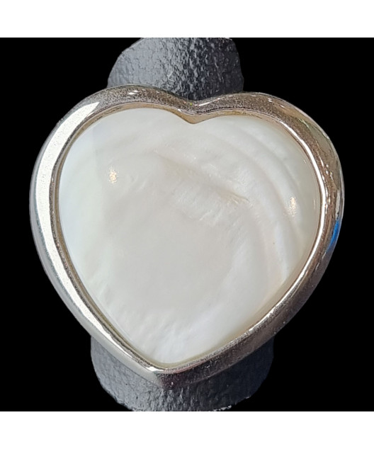 Bague Nacre Cœur Acier inox Taille 51